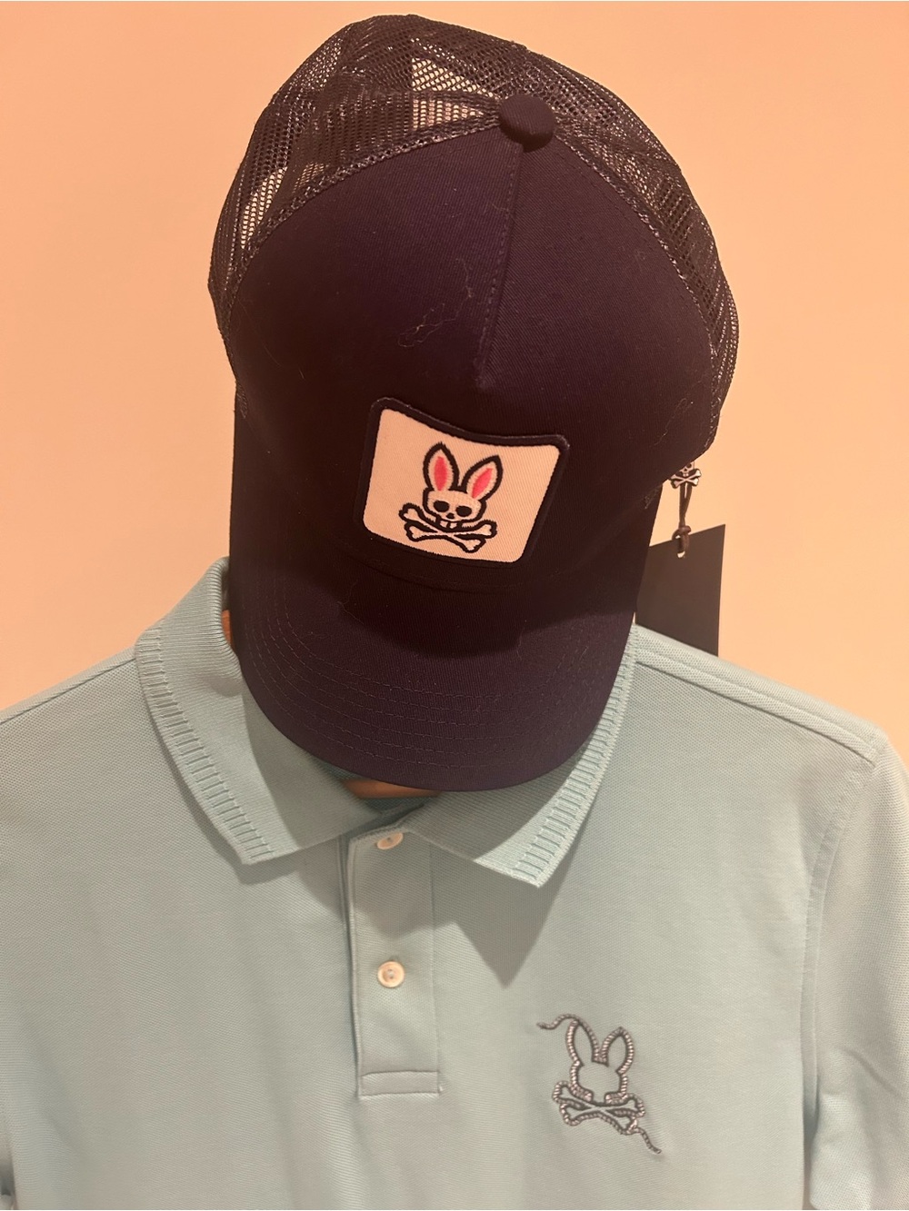 Psycho Bunny Navy Mesh Trucker Cap with Bunny Patch